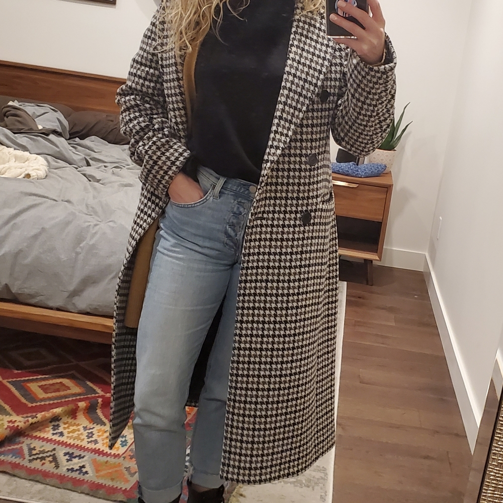 Aritzia Wilfred Houndstooth Trench Coat